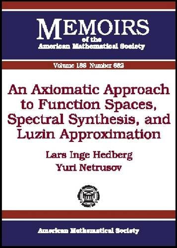 An Axiomatic Approach to Function Spaces, Spectral Synthesis, and Luzin Approximation (Memoirs of the American Mathematical Soci,Used