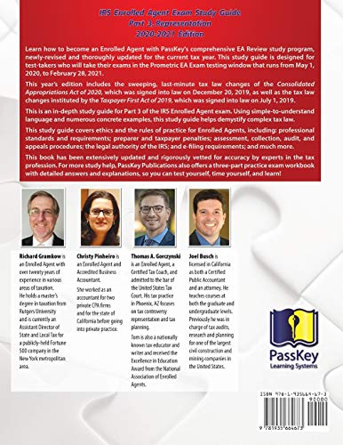PassKey Learning Systems EA Review Part 3 Representation; Enrolled Agent Study Guide: (May 1, 2020February 28, 2021 Testing Cyc,Used