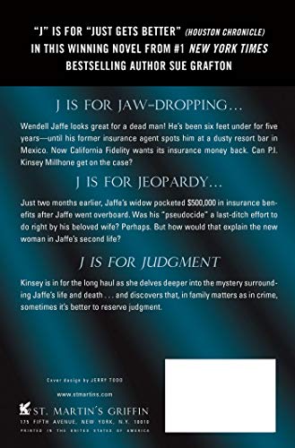 J' Is For Judgment: A Kinsey Millhone Novel (Kinsey Millhone Alphabet Mysteries, 10),Used