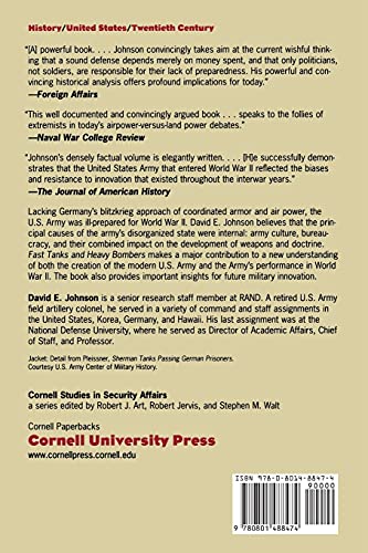 Fast Tanks And Heavy Bombers: Innovation In The U.S. Army, 19171945 (Cornell Studies In Security Affairs),Used