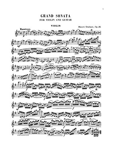 Grand Sonata, Op. 25: For Violin and Guitar (Kalmus Edition),Used