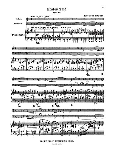 Trio in D Minor, Op. 49 (Kalmus Edition),Used