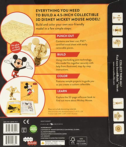 IncrediBuilds: Walt Disney: Mickey Mouse 3D Wood Model and Book,Used