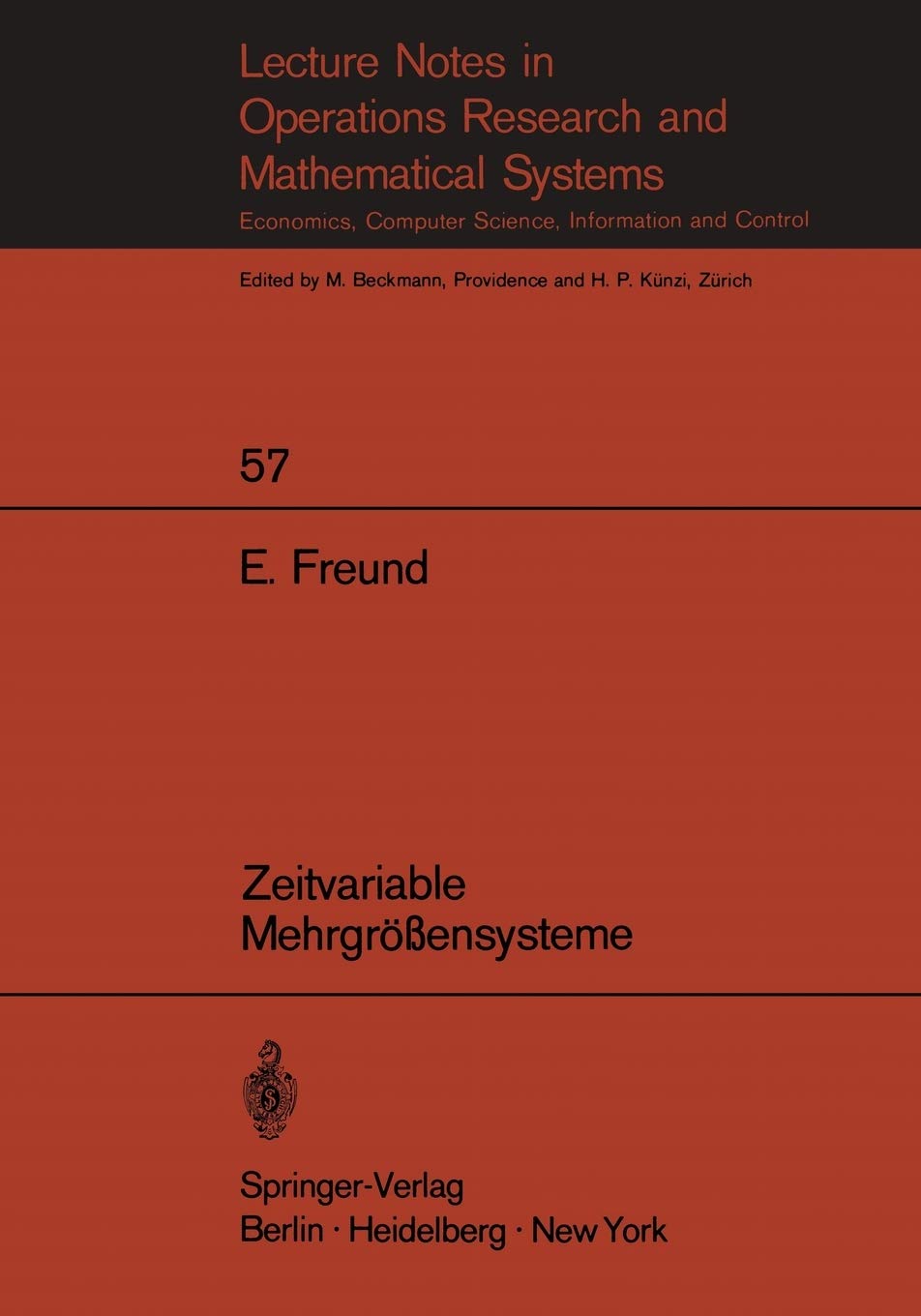 Zeitvariable Mehrgrensysteme (Lecture Notes In Economics And Mathematical Systems, 57) (German Edition),Used