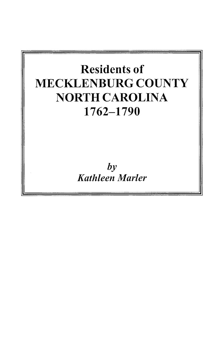 Residents Of Mecklenburg County North Carolina 17621790,Used