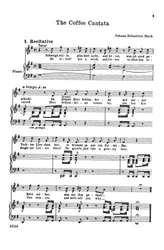 Cantata No. 211 Schweigt stille, plaudert nicht (Kaffeekantate): STB Soli, No Chorus (German, English Language Edition) (Kalm,Used