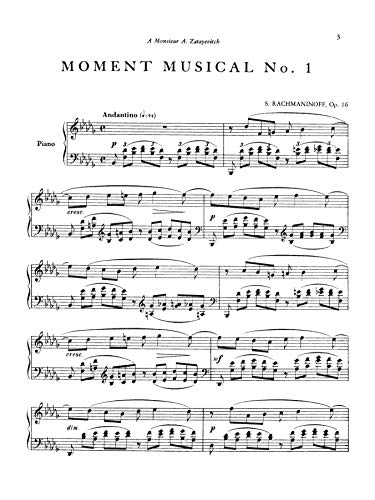 Rachmaninoff: Six Moments Musicaux, Op. 16 for Piano (Kalmus Edition),Used