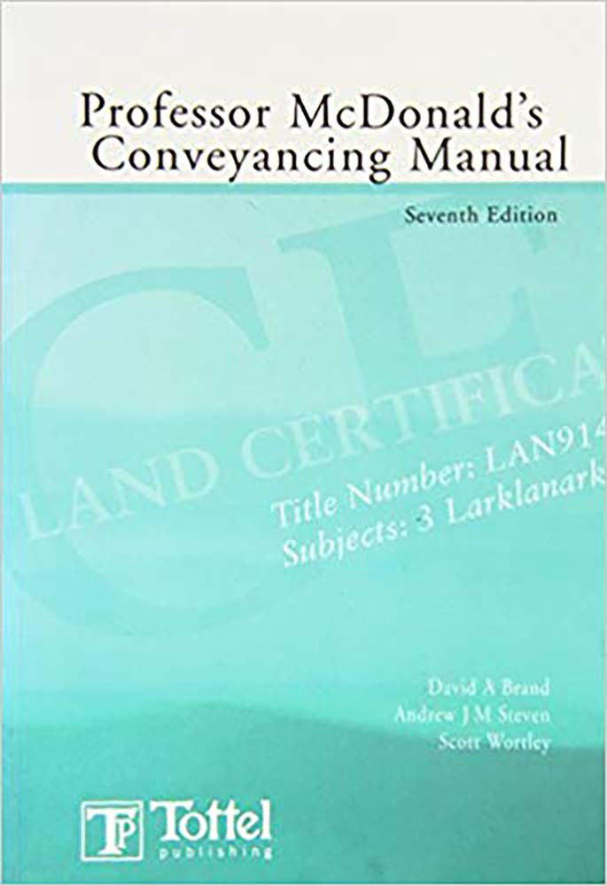 Professor Mcdonald'S Conveyancing Manual: 7Th Edition,Used