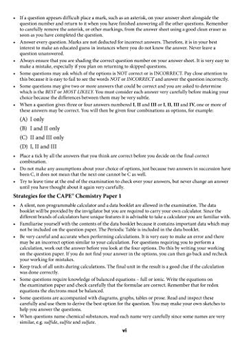 Collins CAPE Chemistry CAPE Chemistry Multiple Choice Practice,Used