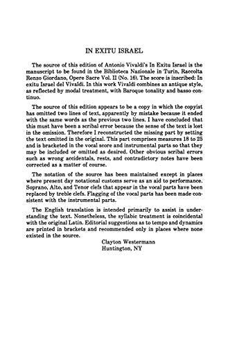 In Exitu Israel: SATB with SATB Soli (Italian, English Language Edition) (Kalmus Edition) (Italian Edition),Used
