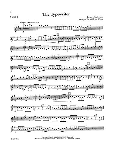 Leroy Anderson for Strings: String Quartet or String Orchestra, 1st Violin,Used