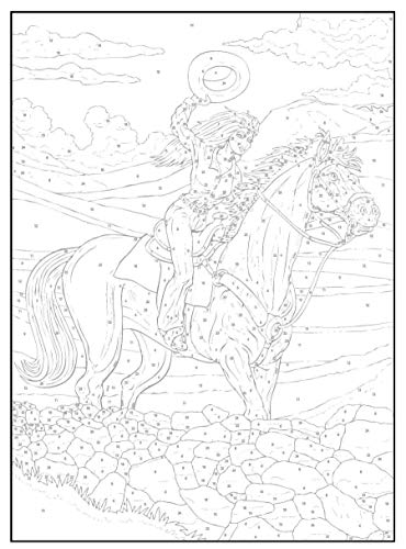Creative Haven Horses Color by Number Coloring Book (Creative Haven Coloring Books),Used