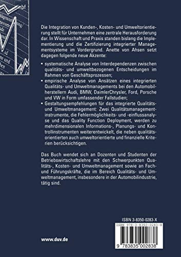 Integriertes Qualitts und Umweltmanagement: Mehrdimensionale Modellierung und Anwendung in der deutschen Automobilindustrie (ne,Used