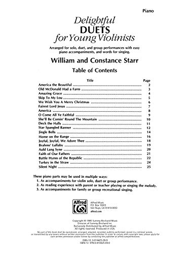 Delightful Duets for Young Violinists Piano Part,Used