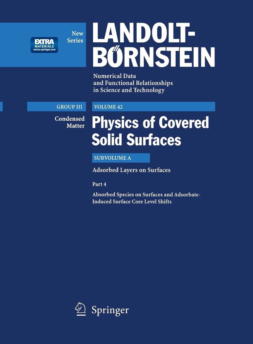 Adsorbed Species on Surfaces and AdsorbateInduced Surface Core Level Shifts (LandoltBrnstein: Numerical Data and Functional Re,Used