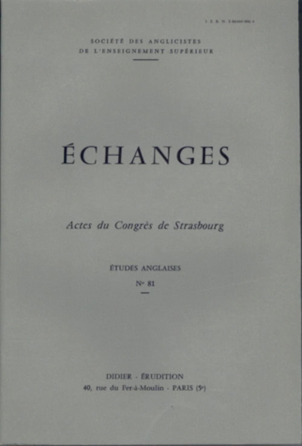 Echanges (Collection Etudes Anglaises) (French Edition),Used