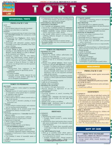 Torts Laminate Reference Chart,Used