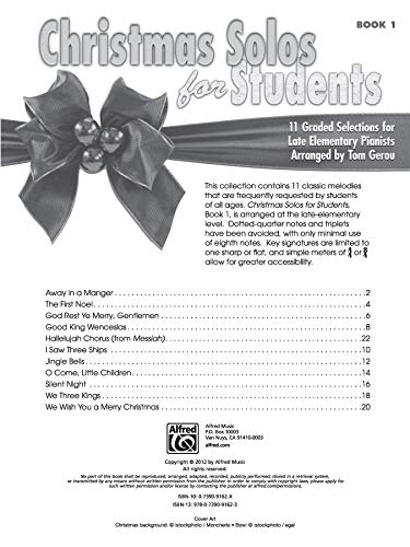 Christmas for Students, Bk 1: 11 Graded Selections for Late Elementary Pianists,Used