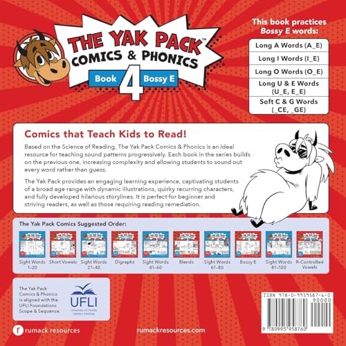 The Yak Pack: Comics & Phonics: Book 4: Learn to read Bossy E words (The Yak Pack Comics Complete Series),Used