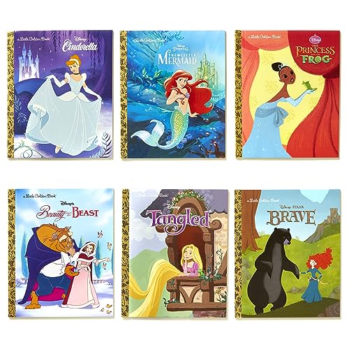 Disney Princess Little Golden Book Library 6 Little Golden Books: Tangled; Brave; The Princess and the Frog; The Little Merma,New