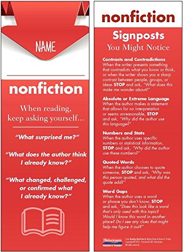 Reading Nonfiction Student Bookmarks: 30Pack (Notice & Note Series),Used