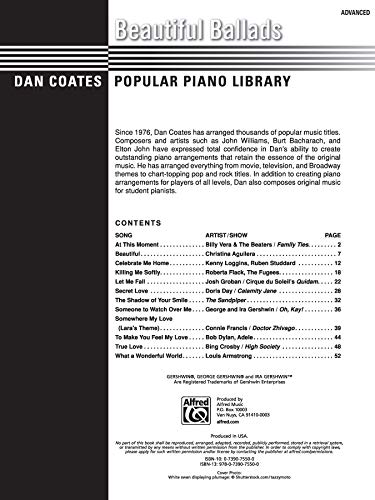 Dan Coates Popular Piano Library Beautiful Ballads,Used