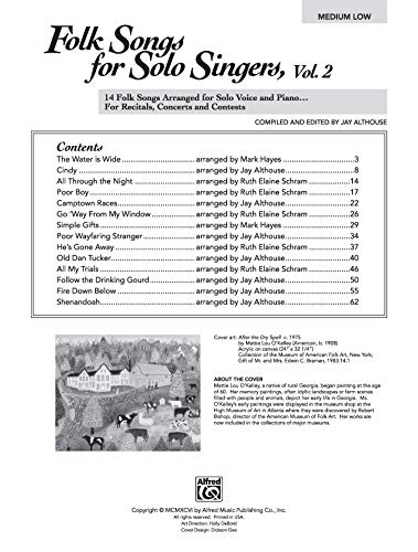 Folk Songs for Solo Singers, Vol 2: 14 Folk Songs Arranged for Solo Voice and Piano for Recitals, Concerts, and Contests (Medium,Used