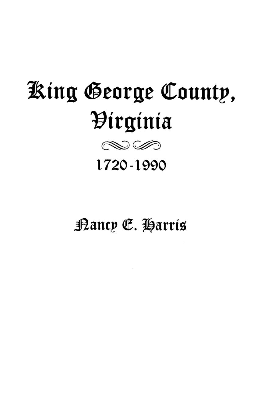 King George County, Virginia 17201990,Used