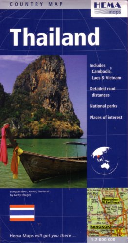 Thailand Country Map By Hema (English, French And German Edition),New