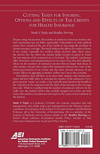 Cutting Taxes for Insuring: Options and Effects of Tax Credits for Health Insurance (Aei Studies on Tax Reform),Used