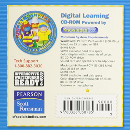 Social Studies 2003 Digital Learning CDROM Powered by Knowledge Box Grade One,Used
