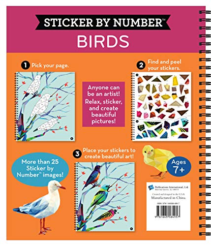 Brain Games  Sticker By Number: Birds (28 Images To Sticker),New