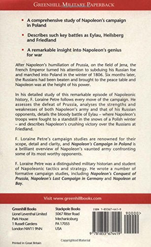 Napoleon's Campaign In Poland 18061807 (Greenhill Military Paperback),Used