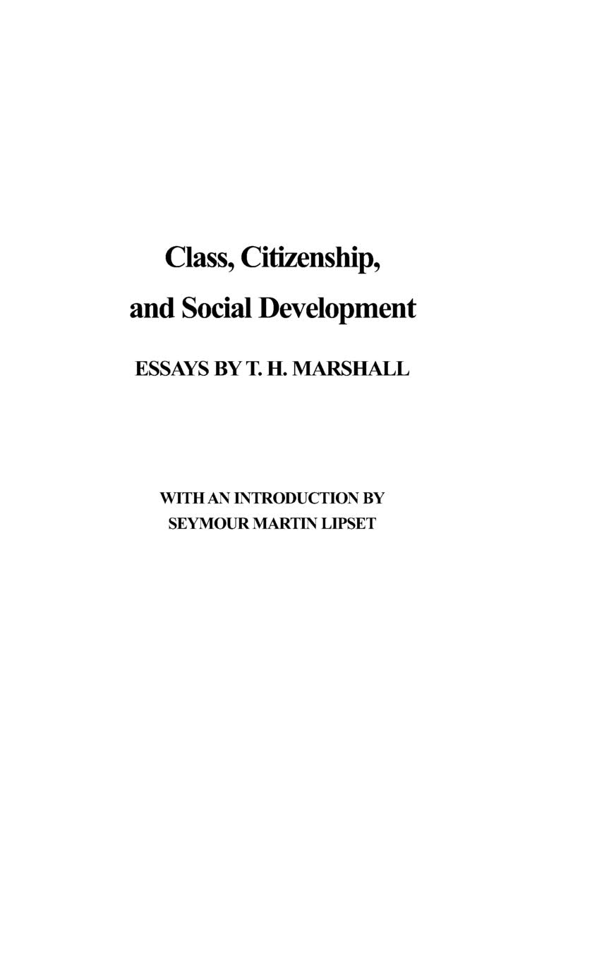 Class, Citizenship, and Social Development: Essays,Used