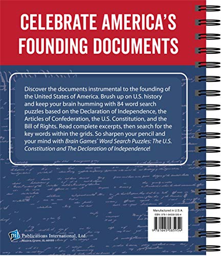 Brain Games  Word Search Puzzles: The U.S. Constitution and the Declaration of Independence,Used