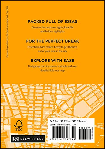 DK Eyewitness New York City Mini Map and Guide (Pocket Travel Guide),Used