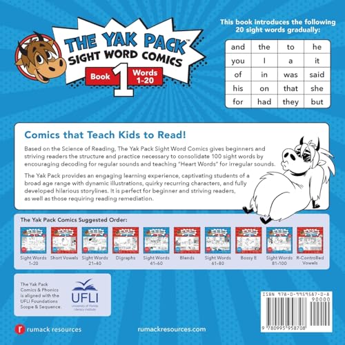 The Yak Pack: Sight Word Stories: Book 1: Comic Books to Practice Reading Dolch Sight Words (120) (The Yak Pack Comics Complete,Used