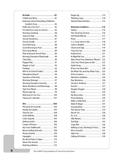 The Giant Encyclopedia Of Transition Activities For Children 3 To 6: Over 600 Activities Created By Teachers For Teachers (The G,New
