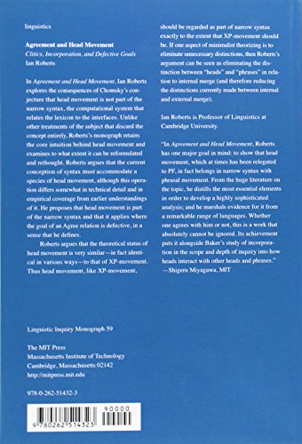 Agreement and Head Movement: Clitics, Incorporation, and Defective Goals (Linguistic Inquiry Monographs),Used
