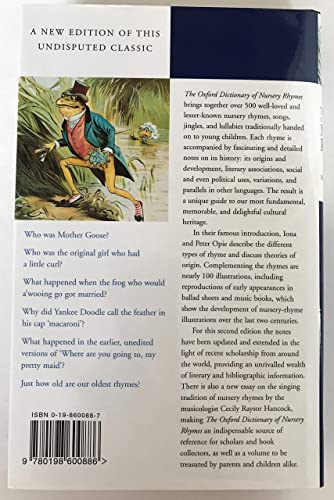 The Oxford Dictionary Of Nursery Rhymes,New