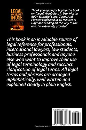 Legal Vocabulary In Use: Master 600+ Essential Legal Terms And Phrases Explained In 10 Minutes A Day,Used