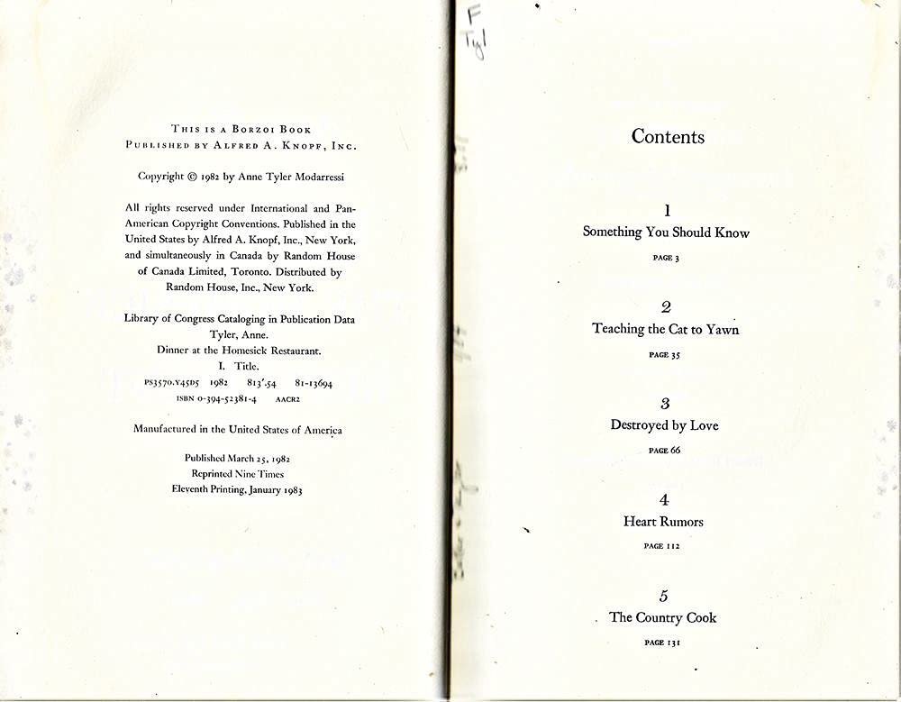 Dinner at the Homesick Restaurant,New