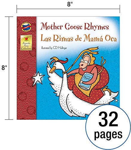 Carson Dellosa Las Rimas de Mam Oca (Mother Goose Rhymes), Bilingual Childrens Book Spanish/English, Guided Reading Level J (V,Used