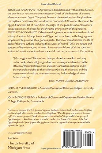 Berossos And Manetho, Introduced And Translated: Native Traditions In Ancient Mesopotamia And Egypt,Used