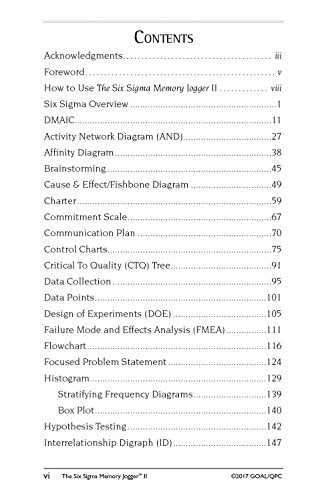 Six Sigma Memory Jogger II: A Pocket Guide,New