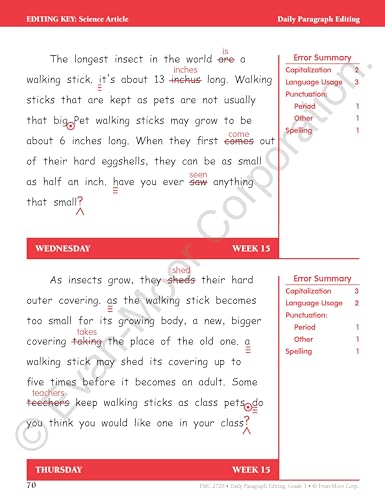 Daily Paragraph Editing, Grade 3 Teacher Edition,New