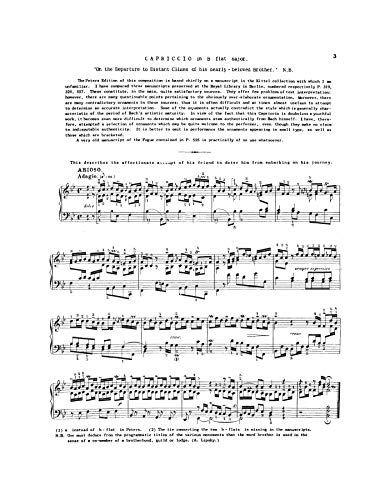Capriccio on the Departure of His Dearly Beloved Brother (Kalmus Edition),Used