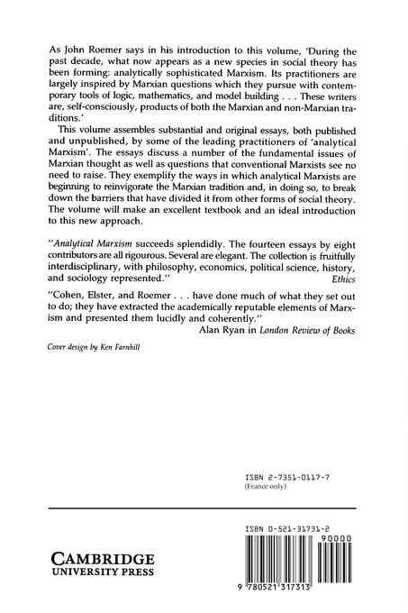 Analytical Marxism (Studies in Marxism and Social Theory),Used