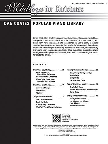 Dan Coates Popular Piano Library Medleys for Christmas,Used