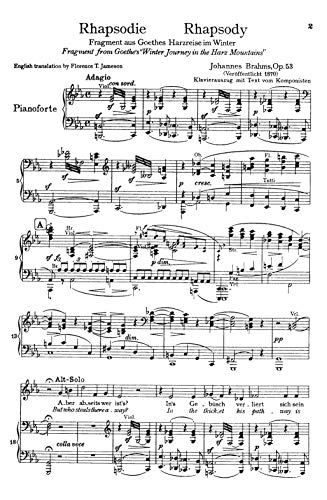 Alto Rhapsody, Op. 53: TTBB with A Solo (Orch.) (German, English Language Edition) (Kalmus Edition) (German Edition),Used